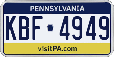 PA license plate KBF4949