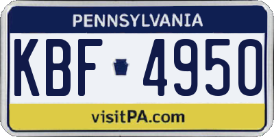 PA license plate KBF4950