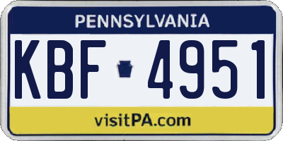 PA license plate KBF4951