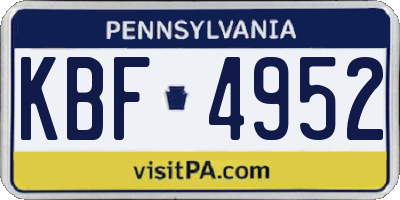 PA license plate KBF4952