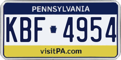 PA license plate KBF4954