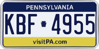 PA license plate KBF4955