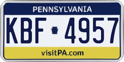 PA license plate KBF4957
