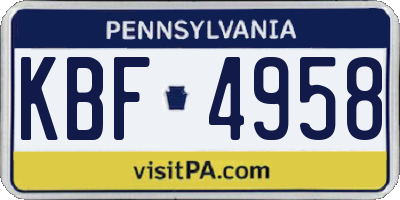 PA license plate KBF4958