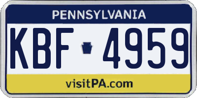 PA license plate KBF4959