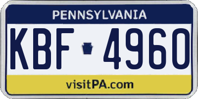 PA license plate KBF4960