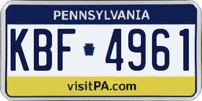 PA license plate KBF4961