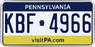 PA license plate KBF4966