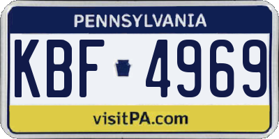 PA license plate KBF4969
