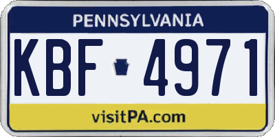 PA license plate KBF4971
