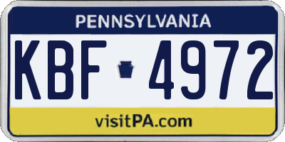 PA license plate KBF4972