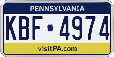 PA license plate KBF4974