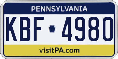 PA license plate KBF4980