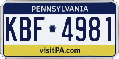 PA license plate KBF4981