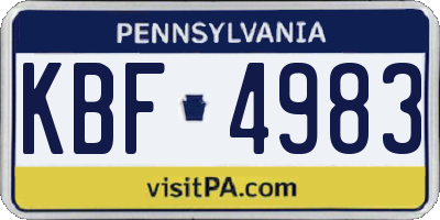 PA license plate KBF4983