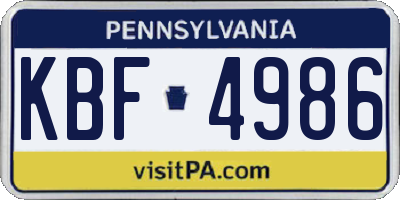 PA license plate KBF4986