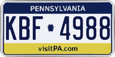 PA license plate KBF4988