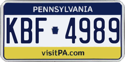 PA license plate KBF4989