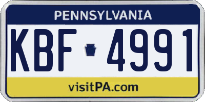 PA license plate KBF4991