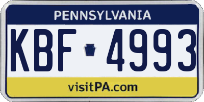 PA license plate KBF4993