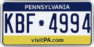 PA license plate KBF4994