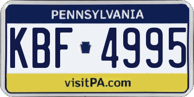 PA license plate KBF4995
