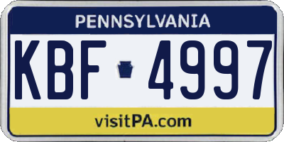 PA license plate KBF4997
