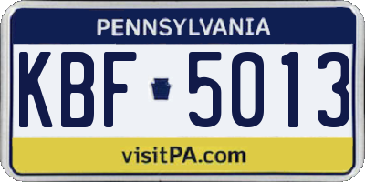 PA license plate KBF5013
