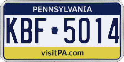 PA license plate KBF5014