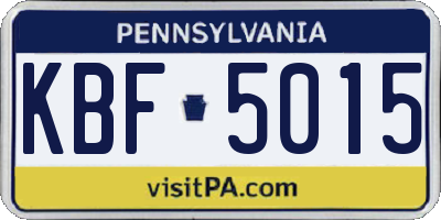 PA license plate KBF5015