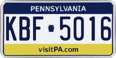 PA license plate KBF5016