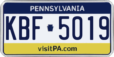 PA license plate KBF5019