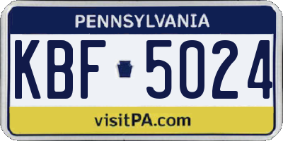 PA license plate KBF5024