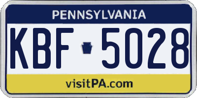 PA license plate KBF5028