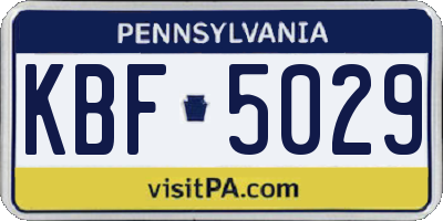 PA license plate KBF5029