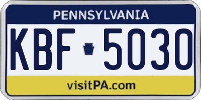 PA license plate KBF5030