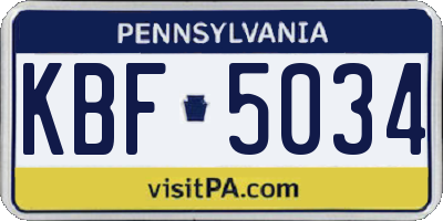 PA license plate KBF5034