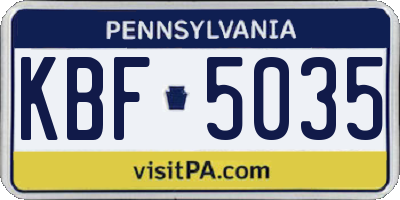 PA license plate KBF5035