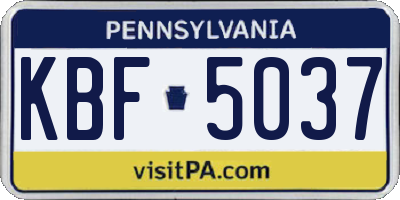 PA license plate KBF5037