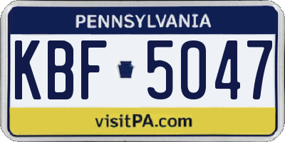 PA license plate KBF5047