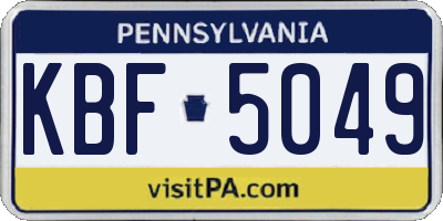 PA license plate KBF5049