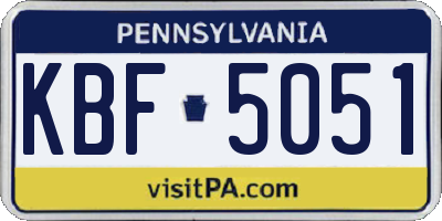 PA license plate KBF5051