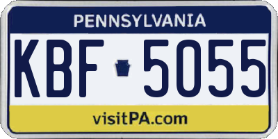 PA license plate KBF5055