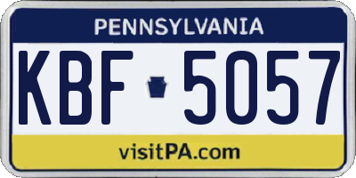 PA license plate KBF5057