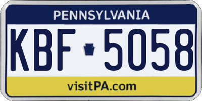 PA license plate KBF5058