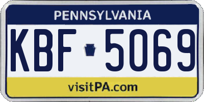PA license plate KBF5069