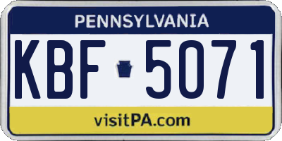 PA license plate KBF5071