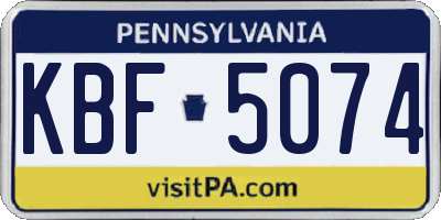 PA license plate KBF5074