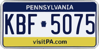 PA license plate KBF5075