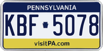 PA license plate KBF5078